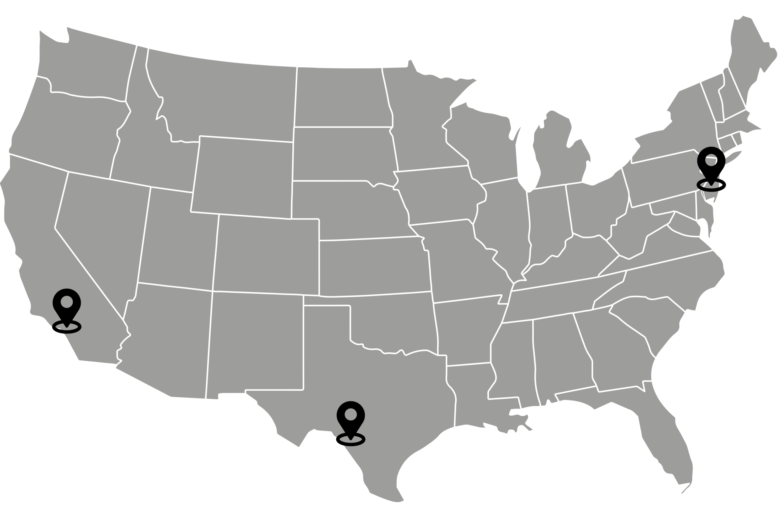 Pivot warehouse locations in the United States